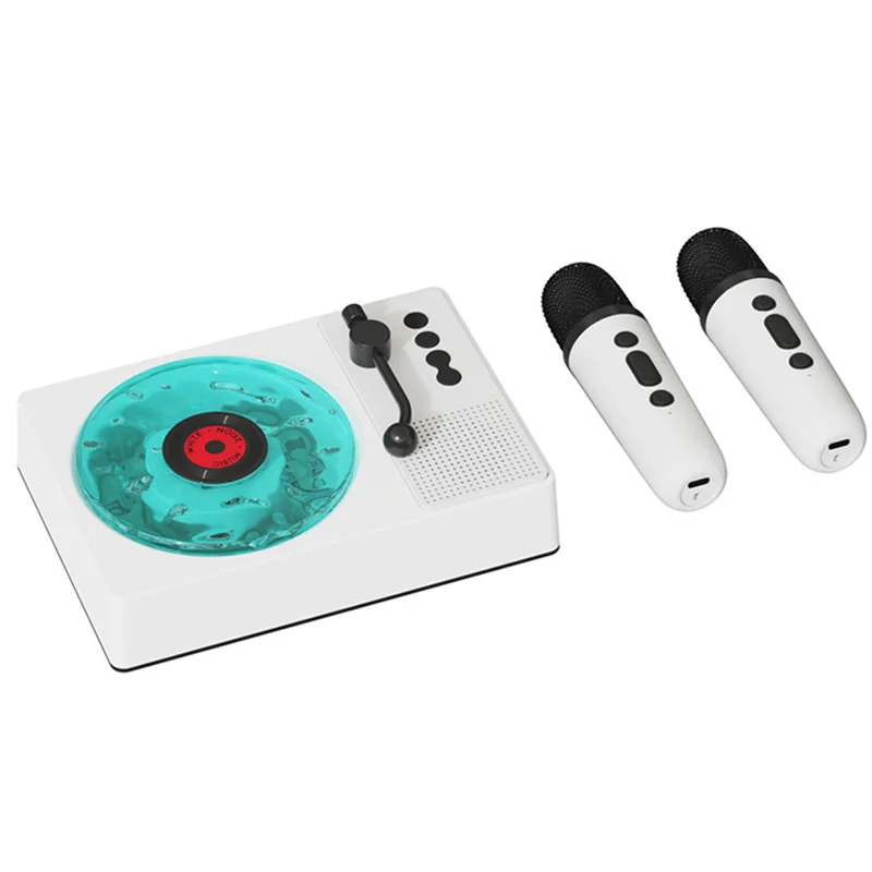 Altavoz Bluetooth MDUG con ruido blanco, iluminación RGB y compatible con tarjeta TF (blanco, con 2 micrófonos)