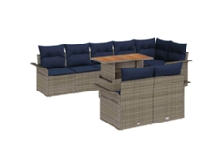Maison Exclusive - Conjunto De Sofá De Jardín Con Cojín 9 Pcs Gris Y Azul Marino