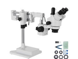 Microscopio Estereoscópico Trinocular Profesional 3.5x 90x con Soporte de Doble Brazo y Lentes de Cristal Tekmaquinas