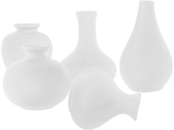 Juego De 5 Mini Jarrones De Cerámica Blanca, Jarrones Decorativos Compactos Para Arreglos Florales, De Diseño.
