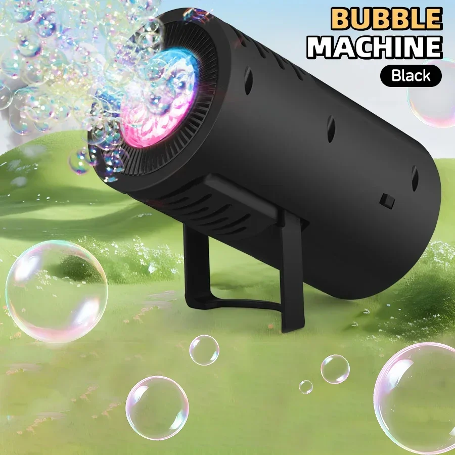 (negro) Juguete Soplador De Burbujas Con Múltiples Agujeros Y Luz, Un Regalo Para Niños Y Niñas.
