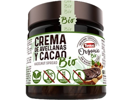 Crema Cacao y Avellanes Con Aceite de Oliva TORRAS (200 g de Crema - Avellana - Cacao)