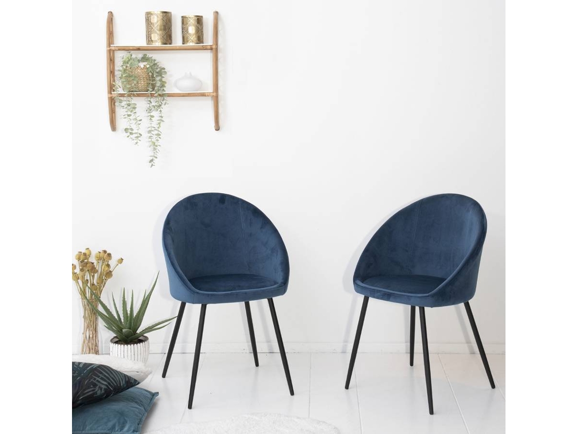 Pack De 2 Sillas De Terciopelo Azul Diane