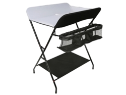 Cambiador, diseño ergonómico, almacenamiento práctico, negro.