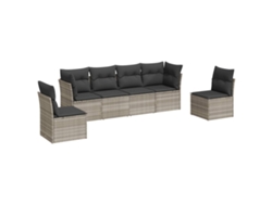 Conjunto de 6 sofás de jardín con cojines, mimbre, patas gris claro, MAISON EXCLUSIVE (80x200 cm)