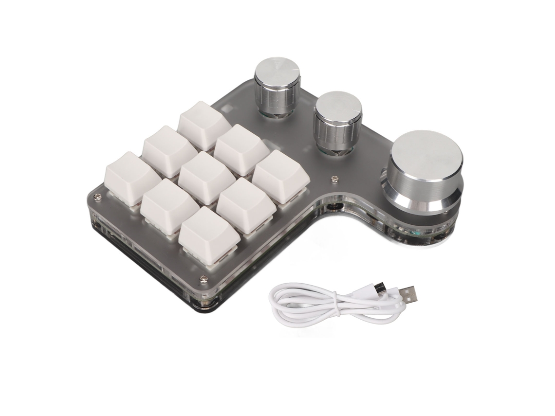 Baoj-2026teclado Macro Mini Personalizável 9 Teclas 3 Botões Programáveis Com Retroiluminação Rgb Para Jogos E Software Branco