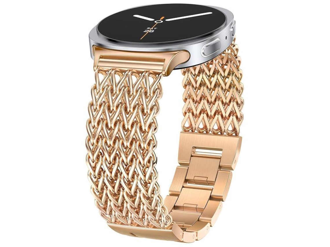 Bracelete Para Samsung Galaxy Watch Ultra - Aço Inoxidável Trançado Em Espinha De Peixe (47mm) - Ouro Rosa