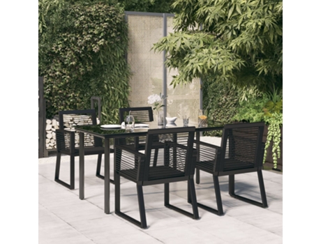 Conjunto 5 Juego De Comedor De Jardín VIDAXL Negro Acero