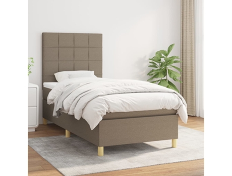 Cama con somier VIDAXL (Gris - Tela - 193 x 90 x 128 cm)