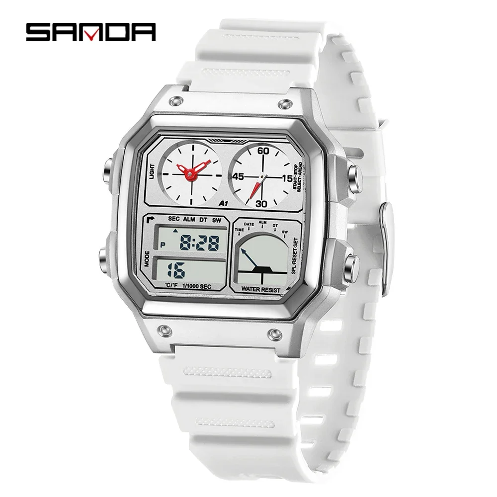 Reloj Deportivo Para Hombre (blanco) Con Calendario, Luminoso, Resistente Al Agua Y Correa De Acero Inoxidable.