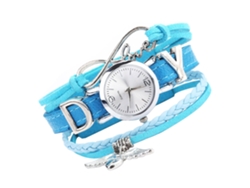 Reloj De Pulsera De Moda Para Mujer Con Correa De Piel Sintética Y Movimiento De Cuarzo (azul Claro)