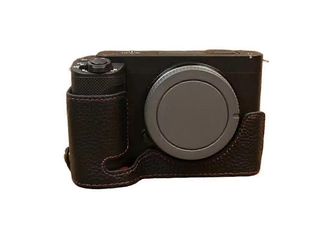 Estuche de piel de vaca auténtica para cámara Sony Zv E1 con ranura para batería Facpoet