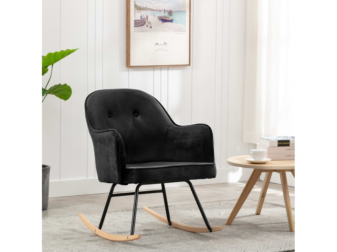 Mecedora de terciopelo negro Lovely Home
