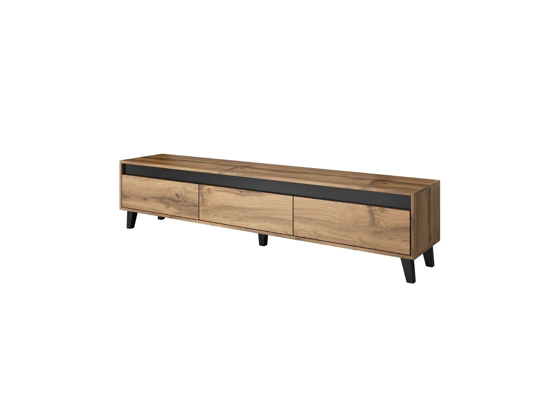 Mueble de TV CAMA MEBLE RTV NORD Negro Laminado Aglomerado 185x42x38 cm