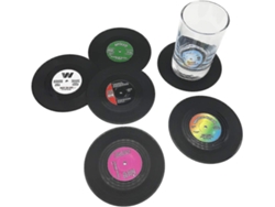 Juego de 6 posavasos de vinilo retro para bebidas - Multicolor RNEMITERY