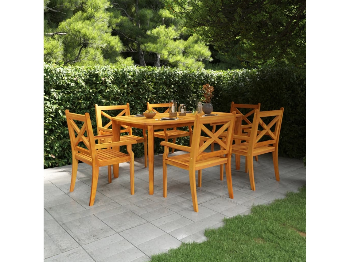 Mesa de jardín LOVELY HOME para cenar en madera de acacia maciza (160 x 90 x 75 cm)