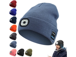 Gorro Com Fone Chrui De Ouvido Bluetooth 3 Em 1, 6 Luzes Led E Recarga Usb (cinza E Azul)