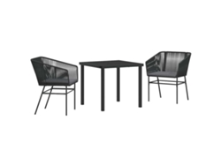 Conjunto De Comedor De Jardín Con Cojín 3 Uds | Mueble De Jardín Negro