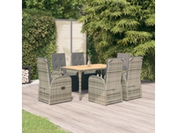 Juego de comedor de jardín de 7 piezas DKD Home Decor con cojines de mimbre gris
