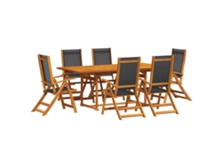 Maison Exclusive - Juego de comedor de jardín de 7 piezas en madera maciza de acacia y textilene