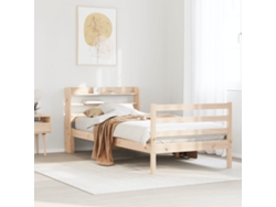 Cama Individual | Estructura De Cama Con Cabecero Madera Maciza De Pino 90x200 Cm