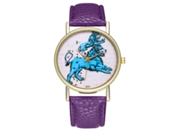 Reloj Casual De Moda Unisex Zhoulianfa De Cuarzo Con Correa De Cuero Morado
