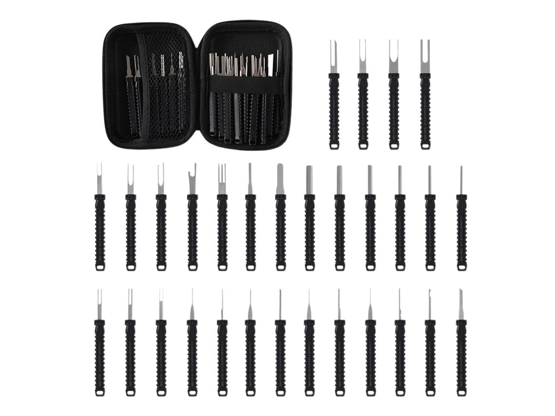 Herramienta Para Extracción De Terminales, 30 Piezas, Resistente, Color Negro, Suministros Automotrices