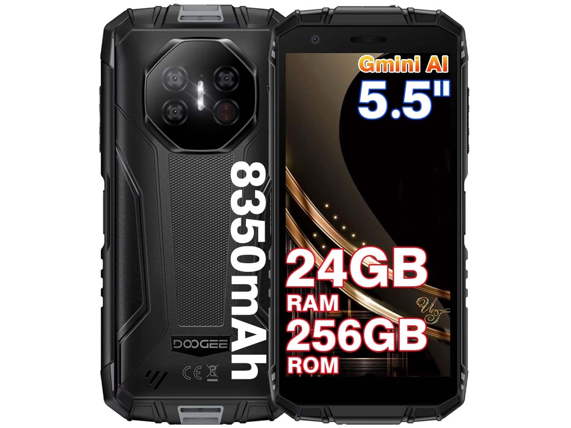 Doogee Fire 3 Ultra Smartphone robusto de 5.5'', 24 GB, 256 GB, 8350 mAh, Android 15, color negro