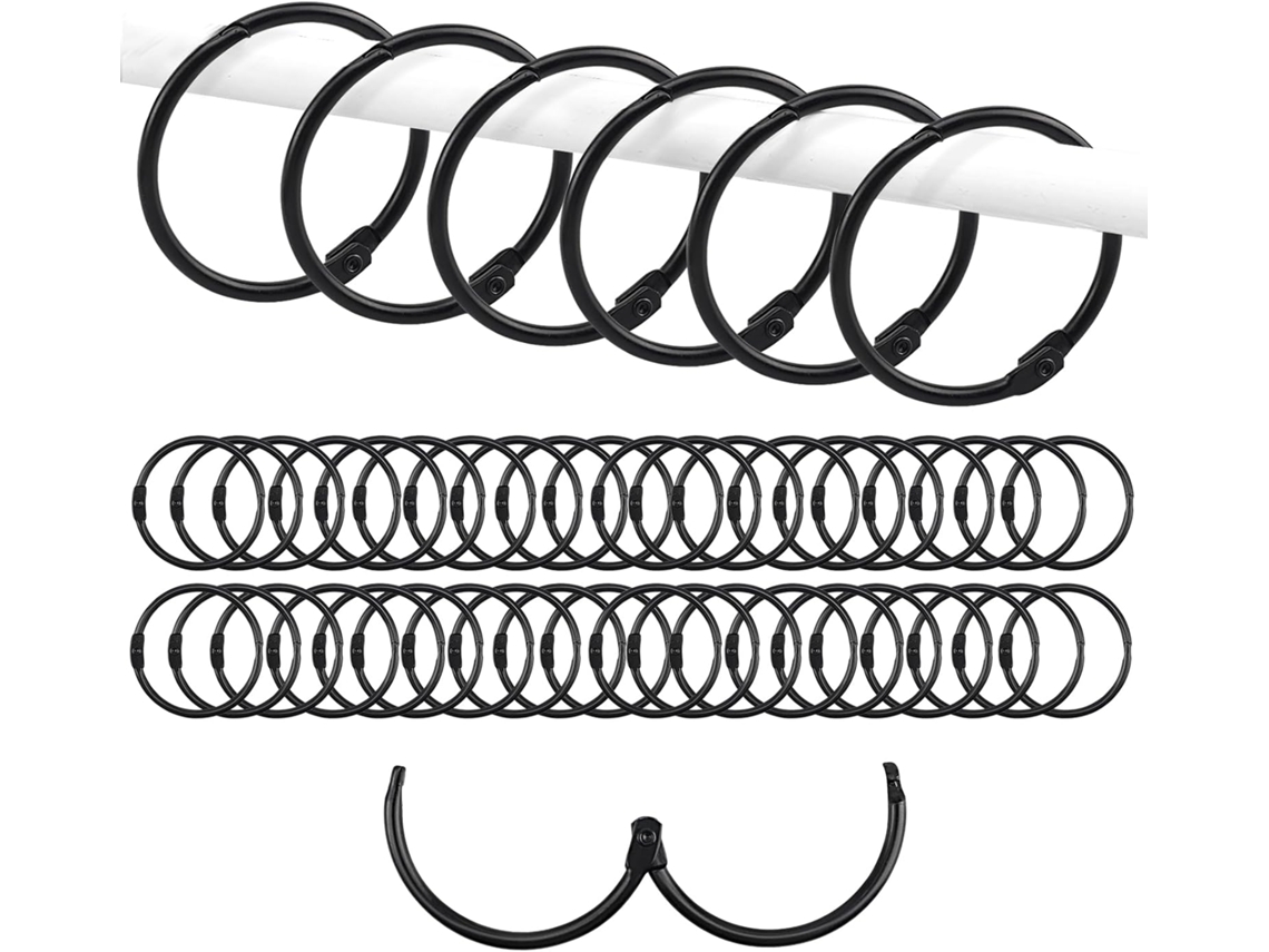 Juego de 40 anillas para cortinas de 38 mm, ideales para barras de cortina o de ducha, con clips redondos de Vayotoy.