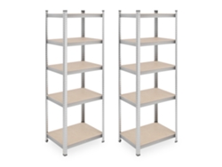 Relaxdays Set De 2 Estanterías Metálicas, Resiste 500 Kg, Acero, Cargas Pesadas, Sótano, 180 X 60 X 45 Cm, Plateado