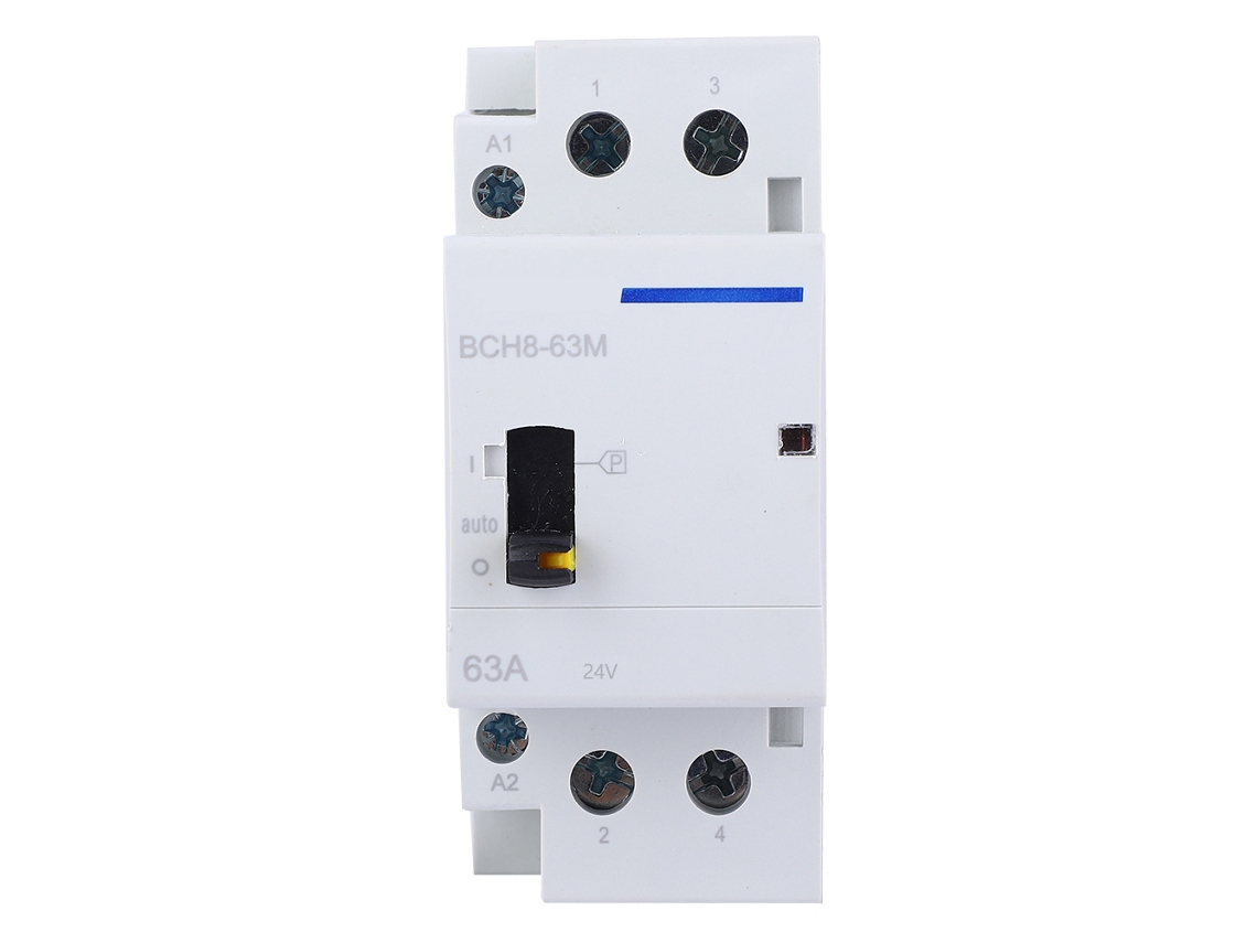 Contacto De Ca Doméstico Bch8-63m 2p 63a 24v Con Interruptor Manual 2nc Rail Din