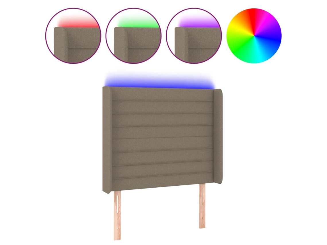 Cabecero Con Led VIDAXL Gris Topo Tela (103x16x128 cm)