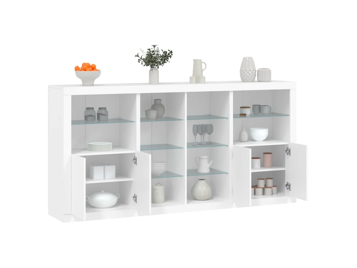 Aparador Con Luces Led Blanco 202x37x100 Cm