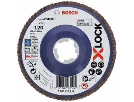 Disco de Láminas BOSCH X-Lock - Versión Recta - Placa de Plástico - 125 mm - G 120 - X571 - Best para Metal - 1 Pieza