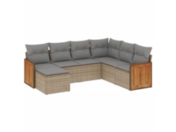 Maison Exclusive - Conjunto de sofá de jardín de 7 piezas con cojines de mimbre, color beige