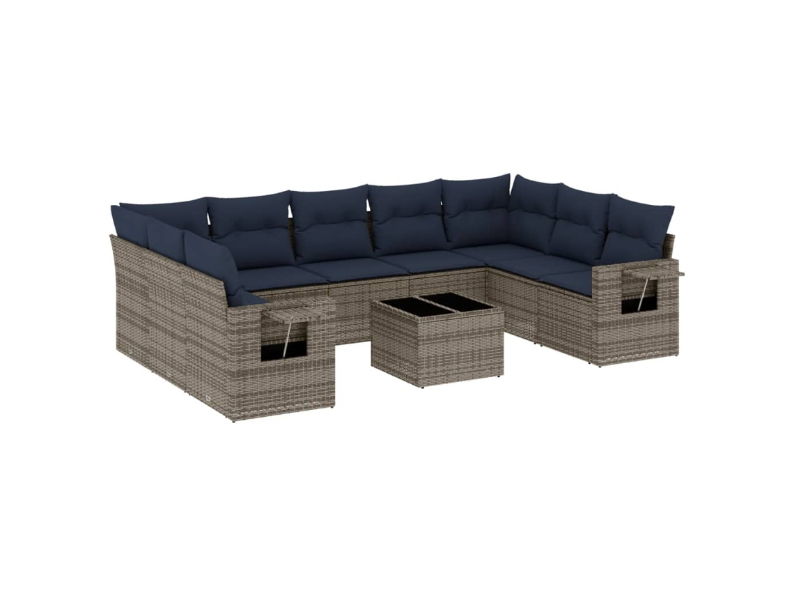 Maison Exclusive - Conjunto De Sofá De Jardín De 10 Piezas Con Cojines, Poliratán Gris