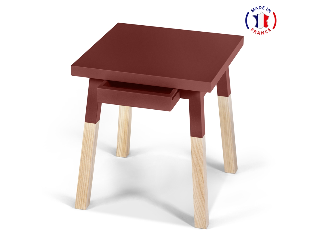 Conjunto de 2 Mesitas de Noche Cuadradas MON PETIT MEUBLE FRANÇAIS con Tablero Pintado y 1 Cajón (Tabaco de Ruca - Madera - 40 x 45 x 40 cm)