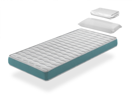 Pack Colchon 90X190 EKOZEN CAMA INFANTIL, Altura 14 CM + 1 Almohada viscoelastica 90X35 + 1 Protector colchon 90X190