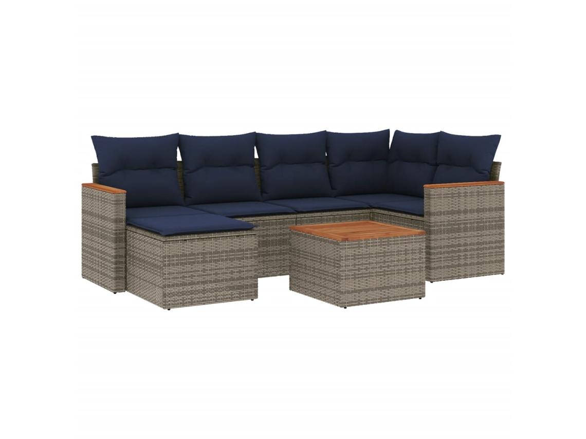 Maison Exclusive - Conjunto De Sofá De Jardín De 7 Piezas Con Cojines, Poliratán Gris