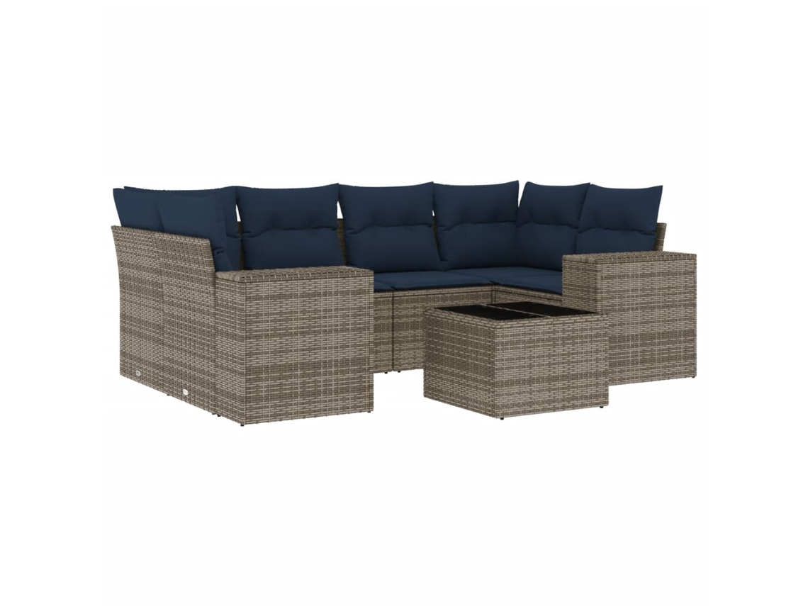 Maison Exclusive - Conjunto De Sofá De Jardín De 7 Piezas Con Cojines, Poliratán Gris