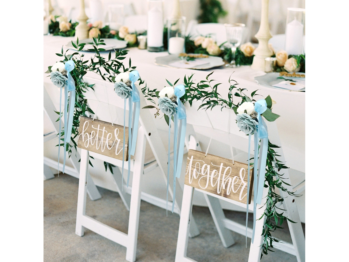 Decoración floral artificial para sillas en bodas e iglesias: rosas artificiales