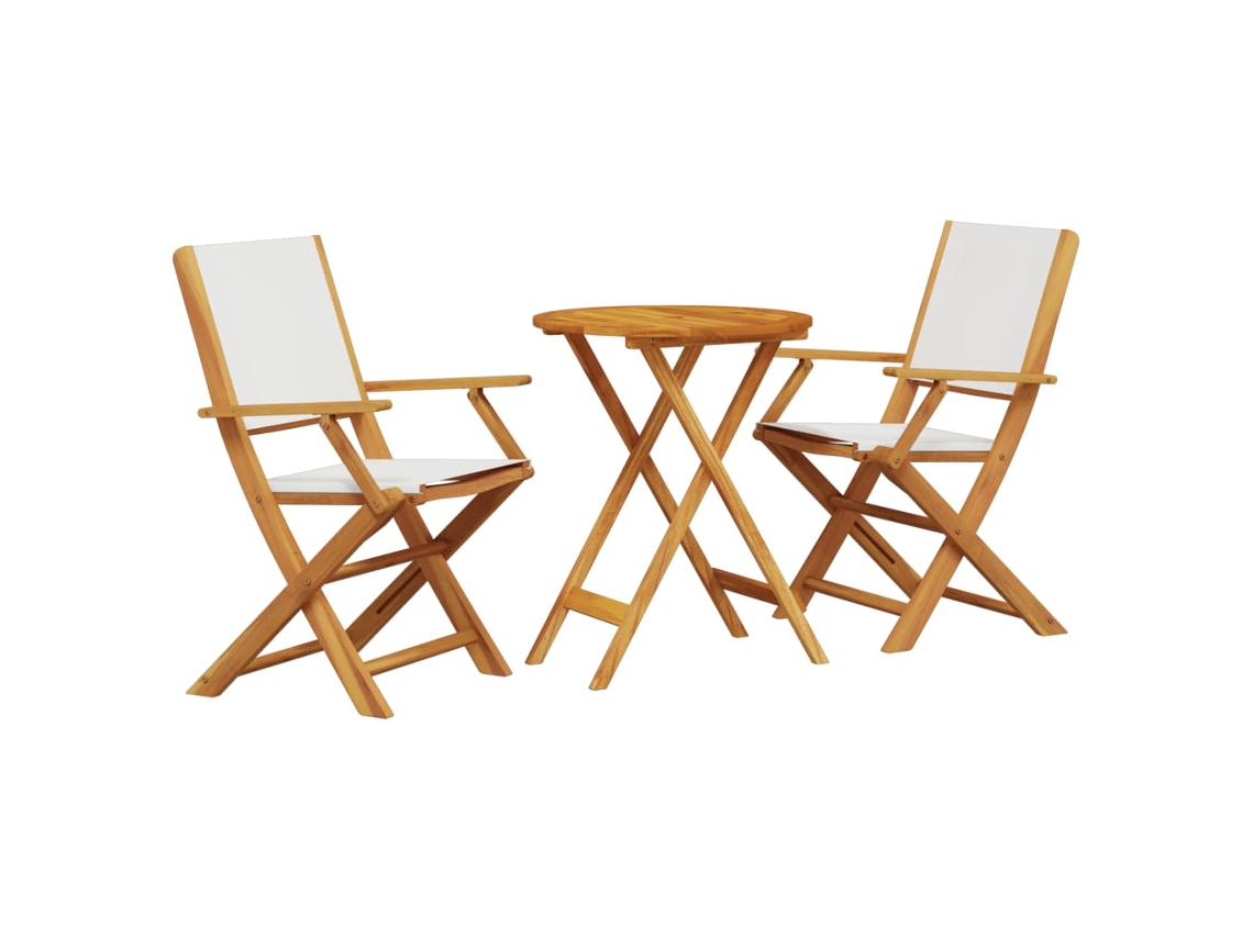 Maison Exclusive - Juego De Bistro De 3 Piezas Tela Y Madera Maciza Blanco Crema