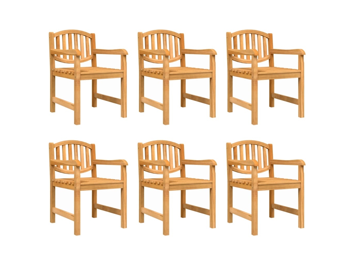 Maison Exclusive - Sillas de jardín, 6 unidades, 58x59x88 cm, madera maciza de teca.