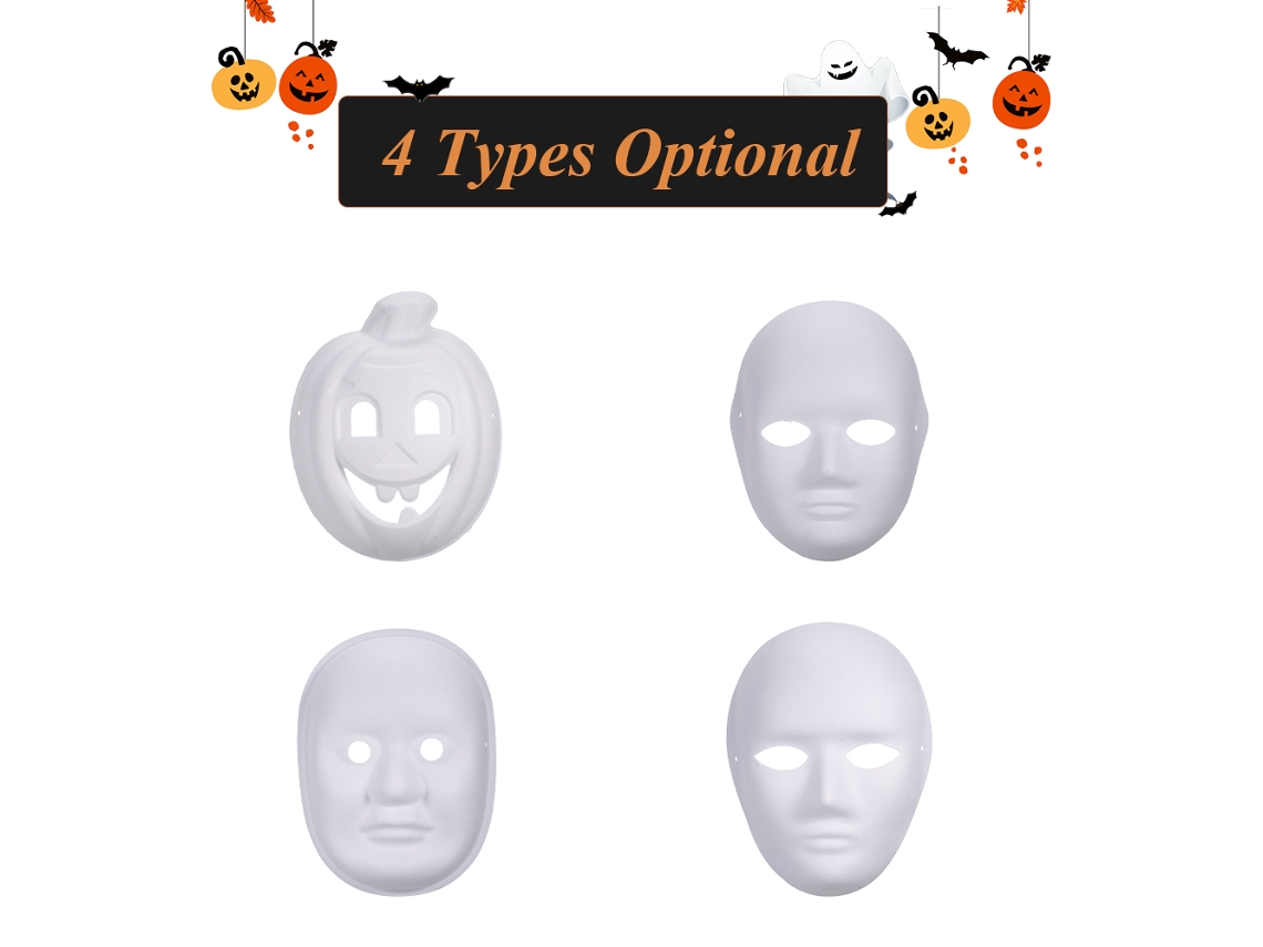 Máscaras de Halloween de papel blanco para hacer tú mismo (paquete de 10).