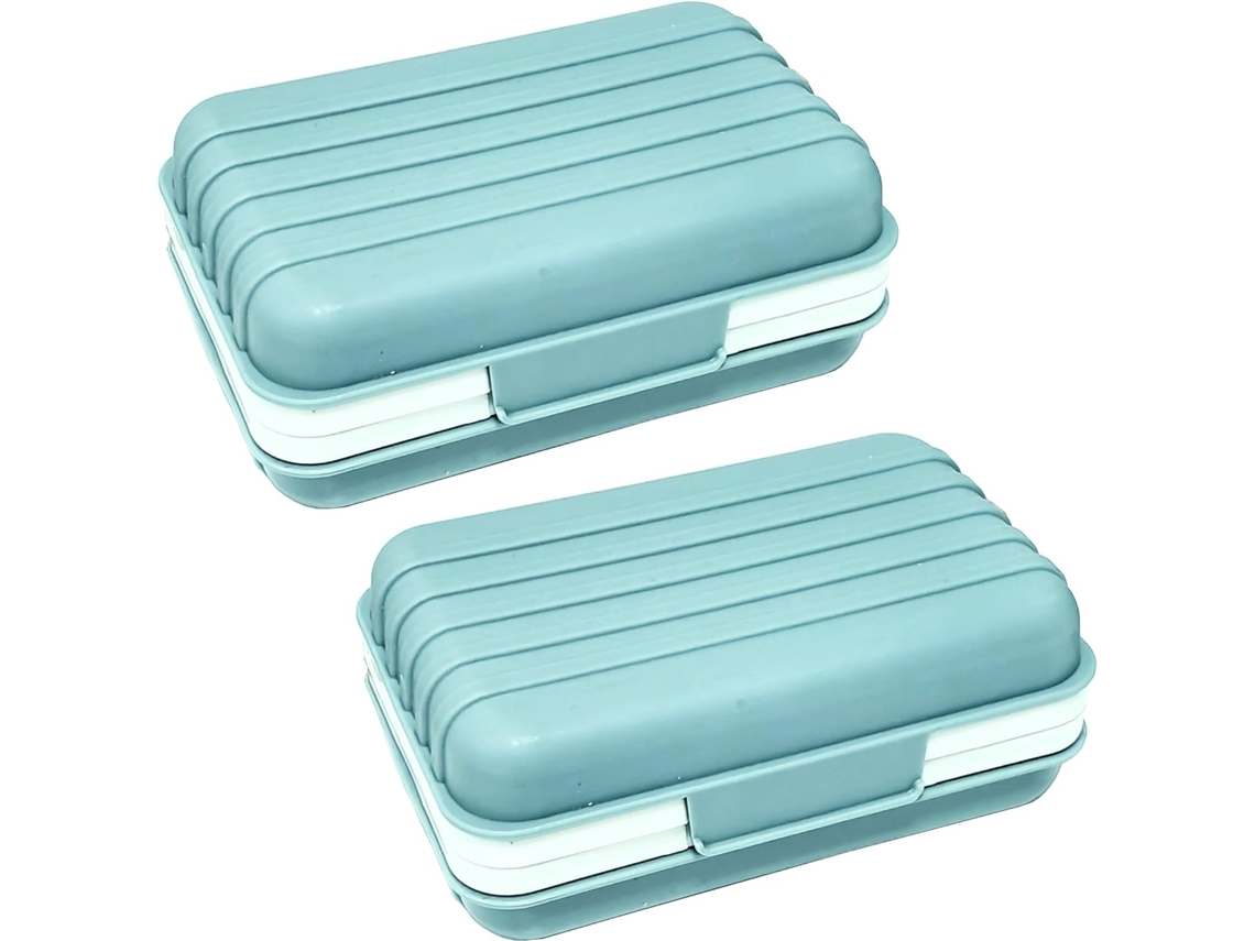 Jabonera Con Tapa - 2 Unidades Azul - Portátil - Para Viaje/ducha/baño
