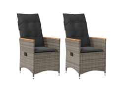 Sillas de jardín reclinables de 2 piezas DKD Home Decor con cojines de mimbre gris