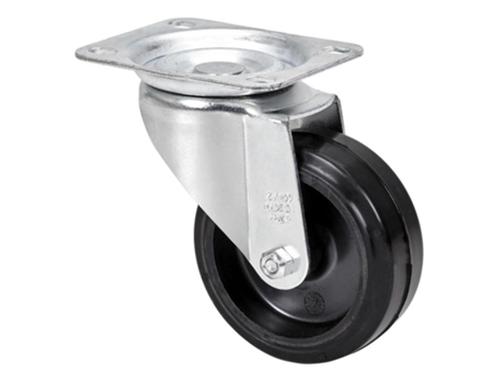 Rueda giratora placa 10zv100-thg goma negra tecnopolimero eje liso ALEX