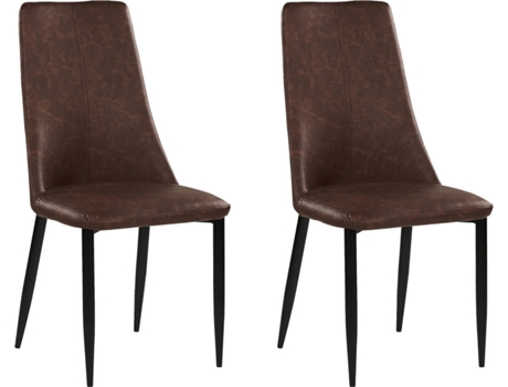 Conjunto de 2 sillas de comedor de piel sintética marrón/negro BELIANI Clayton