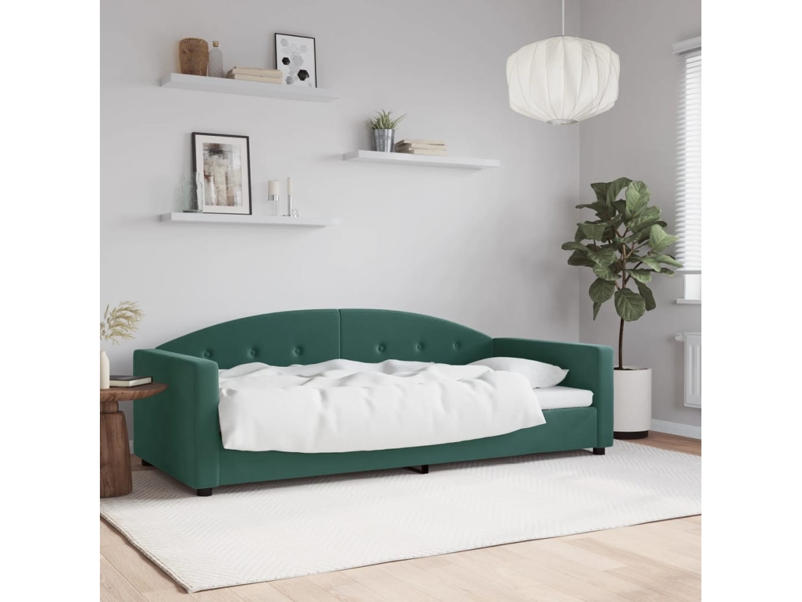 Sofá Cama Sin Colchón Terciopelo Verde Oscuro 90x200cm