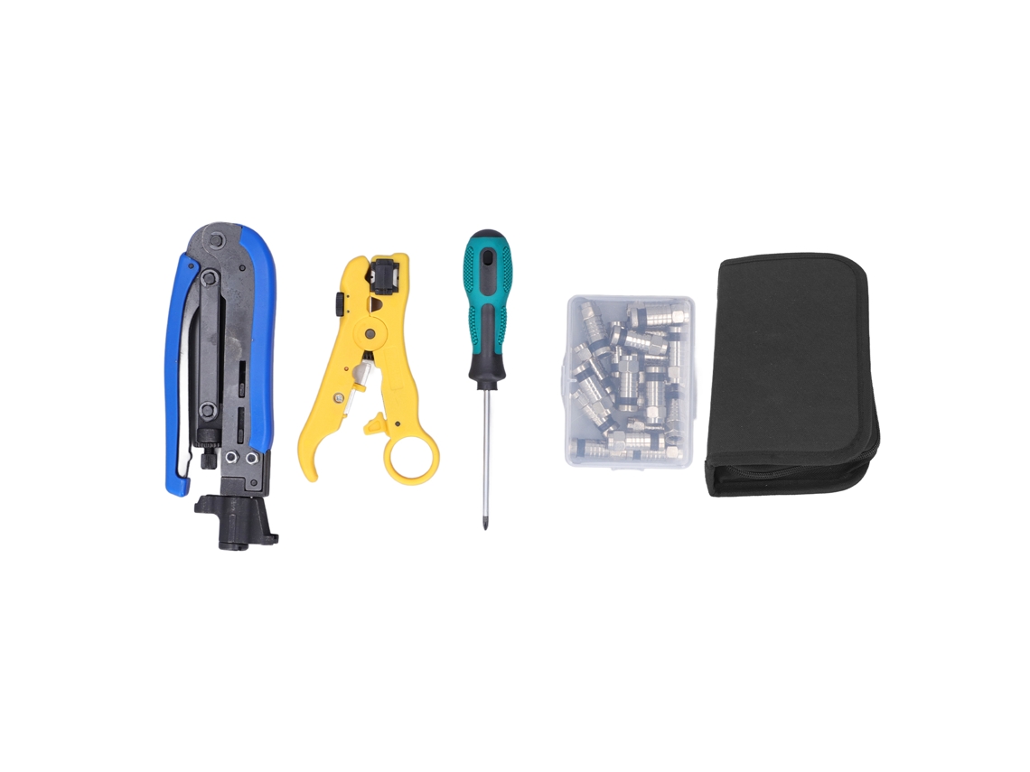 Kit Multifuncional De Crimpado De Cables Coaxiales Con Herramienta De Compresión Y Pelacables Para Cables Rg59, Rg6 Y Rg11.